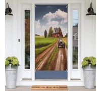 Bannière de porte saisonnière - Décoration de route de campagne avec ferme et tracteur - Panneau décoratif pour porte d'entrée, jardin, cour, patio, fête d'anniversaire
