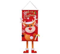 Bannière de porte - Serpentin de Noël en forme de bonhomme de neige et de Père Noël, composants en tissu thématique du festival, composition textile synthétique robuste, cordon pré-attaché