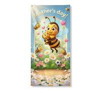 Bannière de porte sur le thème des abeilles, motif floral coloré pour les fêtes de printemps, jolie décoration de jardin pour les fêtes des mères, 91,4 x 183 cm