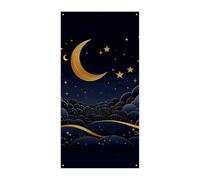Bannière de porte « There Are Stars And Moon on It » - Bannière de bienvenue - Bannière de bienvenue - Bannière de fête - Décorations de fête d'anniversaire pour célébrations festives - 178 x 90 cm