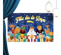Bannière de porte « Three Kings Day » - 1,8 x 1,5 m - Décoration saisonnière - Toile de pour photographie de vacances - Pour fêtes, hôtes, photographes, église, Noël, réunions de famille, bureau