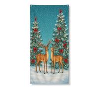Bannière de porte vintage festive, décoration de vacances au pays des merveilles d'hiver, décorations de fond de Noël pour intérieur et extérieur, 91,4 x 182,9 cm
