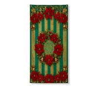 Bannière de porte vintage festive, motif floral poinsettia rouge pour décoration intérieure et extérieure de vacances, 91,4 x 183 cm