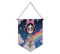 Bannière de princesse de carnaval à suspendre avec tige télescopique en tissu pour intérieur et extérieur