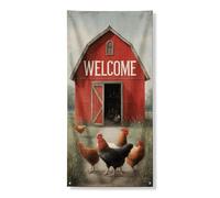 Bannière de protection de porte de grange de bienvenue, décoration de porte d'entrée de style rustique de style ferme, panneau de bienvenue saisonnier printanier extérieur, 91,4 x 183 cm