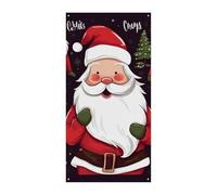 Bannière de protection de porte de Père Noël 90 x 180 cm - Bannières de fête saisonnières - Panneau de bienvenue vertical - Décoration de porte à suspendre pour porche, entrée, jardin
