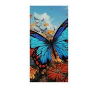 Bannière de protection de porte en forme de grand papillon 90 x 180 cm - Bannières de fête saisonnières - Panneau de bienvenue vertical - Décoration de porte à suspendre pour porche, entrée, jardin
