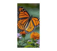 Bannière de protection de porte en forme de papillon monarque 90 x 180 cm - Bannières de fête saisonnières - Panneau de bienvenue vertical - Décoration de porte à suspendre pour porche, entrée, jardin