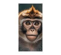 Bannière de protection de porte en forme de singe mignon 90 x 180 cm - Bannières de fête saisonnières - Panneau de bienvenue vertical - Décoration de porte à suspendre pour porche, entrée, jardin