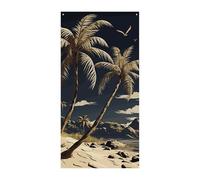 Bannière de protection de porte en palmier 90 x 180 cm - Bannières de fête saisonnières - Panneau de bienvenue vertical - Décoration de porte à suspendre pour porche, entrée, jardin