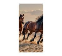 Bannière de protection de porte « Horses Running in The Sand » - 90 x 180 cm - Bannières de fête - Panneau de bienvenue saisonnier - Décoration verticale à suspendre pour porche, entrée, jardin