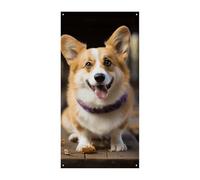 Bannière de protection de porte motif chien Corgi 90 x 180 cm - Bannières de fête saisonnières - Panneau de bienvenue vertical - Décoration de porte à suspendre pour porche, entrée, jardin