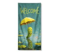 Bannière de protection de porte « Welcome Caterpillar », joli parapluie vert pluie pour décoration d'intérieur et d'extérieur, panneau de bienvenue saisonnier 91,4 x 183 cm