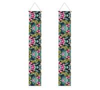 Bannière de remise de diplôme avec fleurs hawaïennes tropicales et feuilles de palmier, inscription « Class of 2025 Congrats » - Fournitures de fête à suspendre - Style 1081