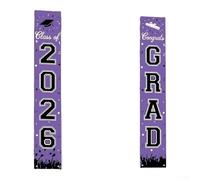 Bannière de remise de diplôme Classe of 2026, 33 x 180 cm, en polyester avec cordes pré-enfilées pour cérémonie scolaire, toile de fond photo et fournitures de célébration (D)