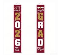 Bannière de remise de diplôme Classe of 2026, 33 x 180 cm, en polyester avec cordes pré-enfilées pour cérémonie scolaire, toile de fond photo et fournitures de célébration (L)