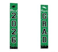 Bannière de remise de diplôme en tissu polyester « Class of 2026 » - Décoration de fête - Toile de fond pour cabine photo - À suspendre au mur - Bleu - 33 x 180 cm