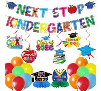 Bannière de remise de diplôme préscolaire : décorations de remise de diplôme préscolaire Décorations de remise de diplôme Prek Next Stop Bannière de maternelle Classe de 2026 Tourbillons suspendus