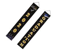 Bannière de Remise de Diplômes Class Of 2020, Décoration de Porte Noire | Tissu Oxford, Thème Chapeau et Lettres Imprimées, Tige et Corde pour Entrée ou Salle