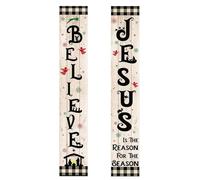 Bannière de Scène de Nativité | 2 Pièces Décor de Bannière de Porte de Noël | Panneau à Carreaux de Bœuf Résistant aux Intempéries pour Décoration Fêtes Extérieur Intérieur