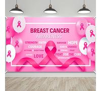 Bannière de sensibilisation au cancer du sein - Toile de fond décorative pour fête d'anniversaire, 180 x 119 cm (rose)