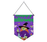 Bannière de sorcière d'Halloween avec tige télescopique - Décoration à suspendre pour festival et jour spécial