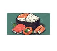 Bannière de sushi endormi - Décoration de fête d'anniversaire - Photographie - Bannières et panneaux - Décoration murale - Fournitures de fête - 180 x 119 cm - Taille M