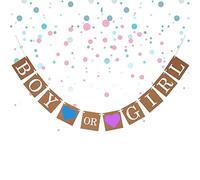 Bannière de Toile de Fond de Révélation de Sexe de Garçon ou de Fille, Genre Révéler Bannière Banderole Baby Shower en Papier Kraft Réutilisable pour les Articles de Fête Annonce de Grossesse