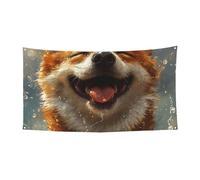 Bannière de toile de fond Shiba-Inu-Joy - 177,8 x 88,9 cm - À suspendre au mur - Pour événements et fêtes