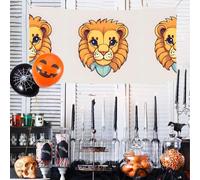 Bannière de vacances à suspendre avec motif de petit lion, Halloween, fête de Noël, fête d'amis - 177,8 x 88,9 cm