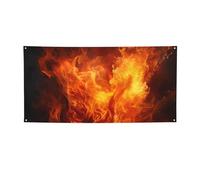 Bannière de vacances avec impression flamme rugissante - Bannière de fond personnalisée à suspendre - Bannière d'anniversaire pour intérieur ou extérieur - Décoration de fête de Noël - Fournitures de