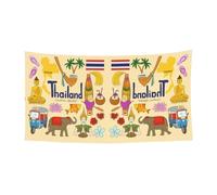 Bannière de vacances de carnaval imprimée de symboles culturels thaïlandais, décoration de fête en plein air pour réunions festives à suspendre pour jardin