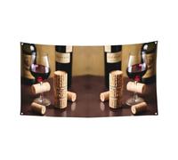 Bannière de vacances de Noël avec imprimé liège de vin, décoration d'intérieur ou d'extérieur pour fête, porche, bar, toile de fond festive à suspendre