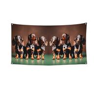 Bannière de vacances de Noël avec imprimé teckel Weiner, décoration d'intérieur et d'extérieur pour fête, porche, bar, toile de fond festive à suspendre