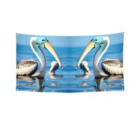 Bannière de vacances de Noël imprimée oiseau pélican bleu ciel de mer, décoration d'intérieur ou d'extérieur pour fête, porche, bar, toile de fond festive à suspendre