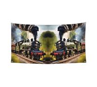 Bannière de vacances de Noël imprimée petit train à vapeur, décoration d'intérieur ou d'extérieur pour fête, porche, bar, toile de fond festive à suspendre