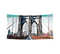 Bannière de vacances de Noël imprimée pont de Brooklyn, décoration d'intérieur ou d'extérieur pour fête, porche, bar, toile de fond festive à suspendre