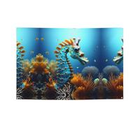 Bannière de vacances imprimée hippocampe bleu pour les fêtes de vacances et les décorations de cérémonie, 180,3 x 119,4 cm