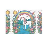 Bannière de vacances imprimée Licorns by the River - Convient pour les fêtes de vacances et les cérémonies - 180,3 x 119,4 cm