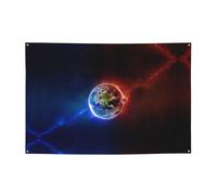 Bannière de vacances imprimée Space Planet Earth - Convient pour les fêtes de vacances et les cérémonies - 180,3 x 119,4 cm