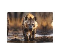 Bannière de vacances Lone Hyena - Décorations de fête imprimées adaptées pour les fêtes de vacances et les cérémonies - 180,3 x 119,4 cm