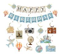 Bannière de voyage « Happy Birthday » à suspendre - Let The Adventure Begin Bon Voyage pour Let The Adventure Begin - Fête prénatale, remise de diplôme, retraite, départ à la retraite - Fournitures de