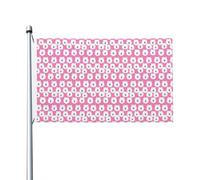 Bannière de vœux avec œillets en forme de chien blanc souriant sur des drapeaux roses pour intérieur ou extérieur 91 x 152 cm