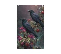 Bannière de vœux avec œillets pour décoration d'intérieur ou d'extérieur avec 2 corbeaux - 91 x 152 cm