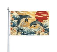 Bannière de vœux avec œillets pour décoration d'intérieur ou d'extérieur Motif deux dauphins sautant