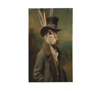 Bannière de vœux avec œillets pour intérieur ou extérieur Motif lièvre dans une campagne Style manoir 91 x 152 cm