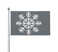 Bannière de vœux blanche avec œillets pour décoration d'intérieur ou d'extérieur Motif flocon de neige sur fond gris 90 x 152 cm