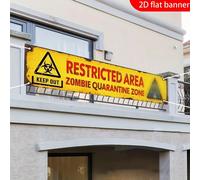 Bannière de zone de quarantaine zombie d'Halloween, panneau d'avertissement, toile de fond pour intérieur et extérieur, décoration murale pour maison hantée, jardin, fête. Style 1