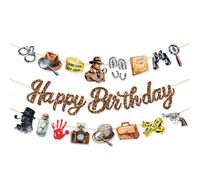 banniere decoration fete anniversaire detective symboles mystere guirlande theme espion secret fournitures party mystere