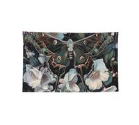 Bannière décorative à imprimé papillon de nuit qui ressemble à un paon, pour intérieur et extérieur, grande bannière pour dortoir, bar, fête en plein air, drapeaux toutes saisons, 0,9 x 1,5 m